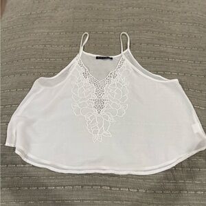 Brandy Melville White Lace Detail Top